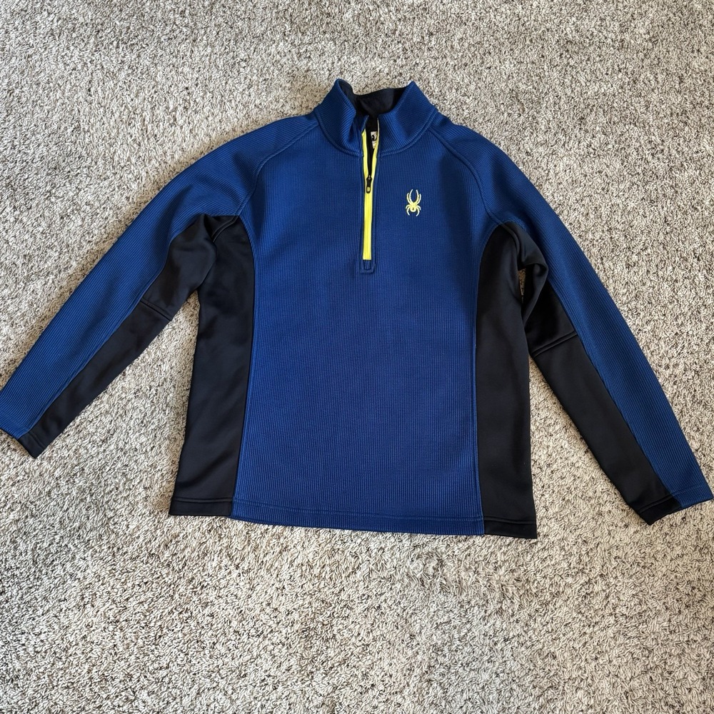 Spyder Men's XL Blue 1/4 Zip Performance Pullover Ski Thermal MidLayer